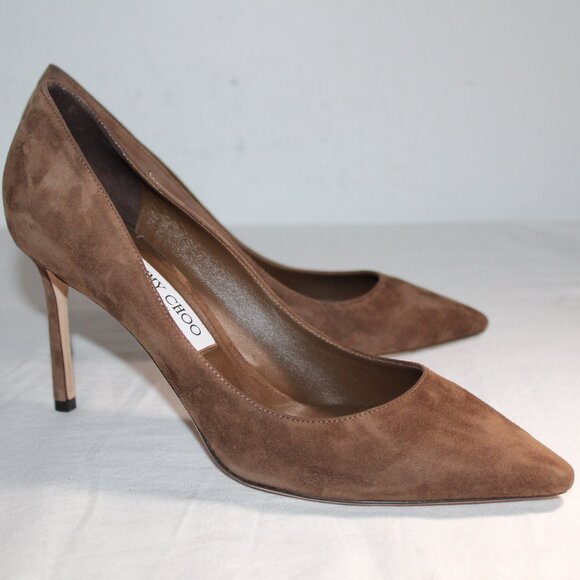 NWOB Jimmy Choo Heels Pumps Classic Romy Stiletto Pump Suede Leather 39.5 - Picture 1 of 7